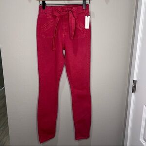 Mother Jeans The Tie Patch Looker Red Skinny Slim Fruit Punch Pants Holiday